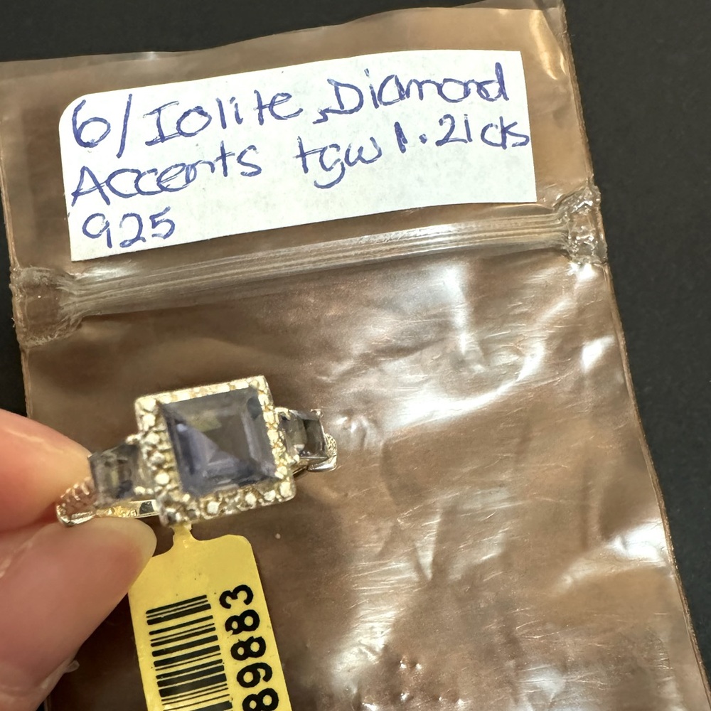 NWT Purple iolite ring size 6 princess cut 925 silver purple new with tags